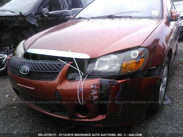 KNAFE221395027073 - 2009 KIA SPECTRA EX/LX/SX ORANGE photo 6