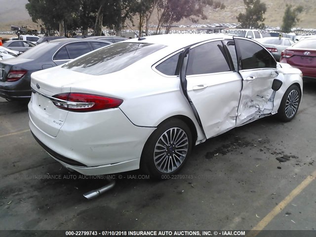 3FA6P0LU5JR131128 - 2018 FORD FUSION SE HYBRID WHITE photo 4