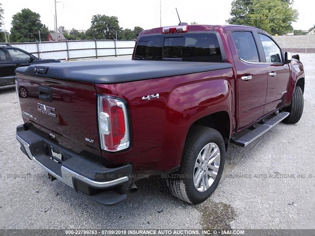 1GTG6DEN7H1261205 - 2017 GMC CANYON SLT MAROON photo 4