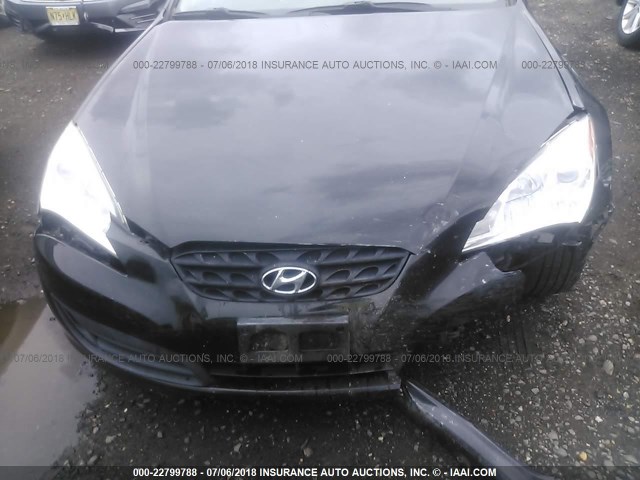 KMHHT6KDXAU040993 - 2010 HYUNDAI GENESIS COUPE 2.0T BLACK photo 6