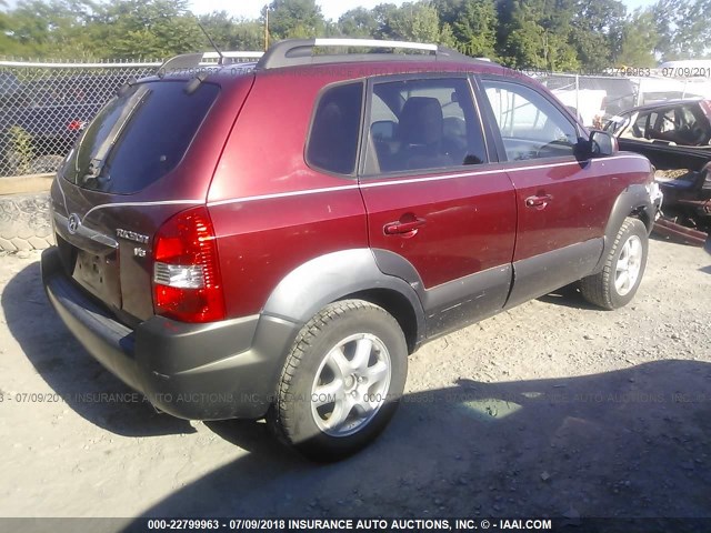 KM8JN12D45U062833 - 2005 HYUNDAI TUCSON GLS/LX BURGUNDY photo 4