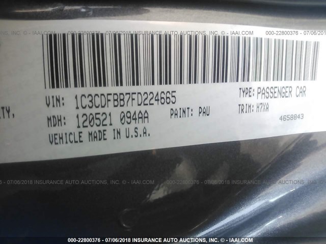 1C3CDFBB7FD224665 - 2015 DODGE DART SXT GRAY photo 9