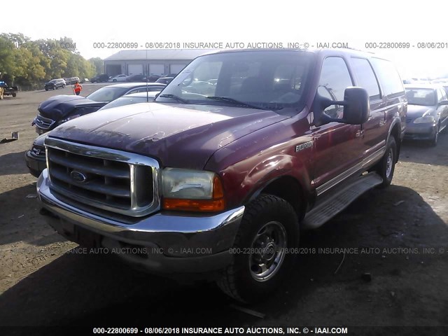 1FMNU43S0YEB63899 - 2000 FORD EXCURSION LIMITED RED photo 2