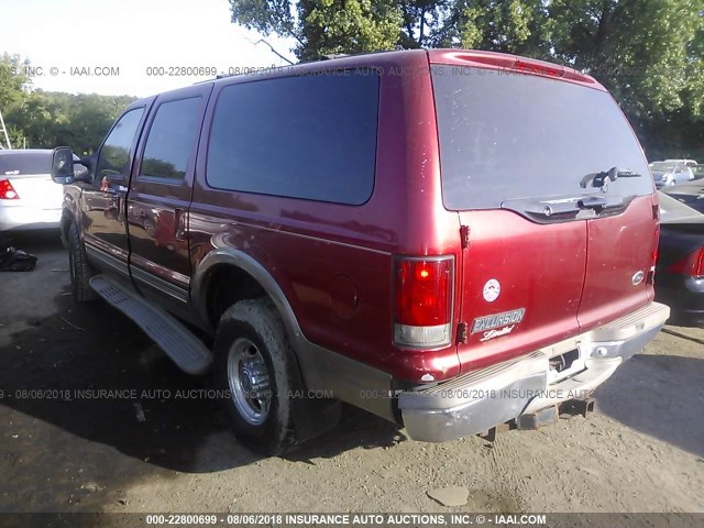 1FMNU43S0YEB63899 - 2000 FORD EXCURSION LIMITED RED photo 3