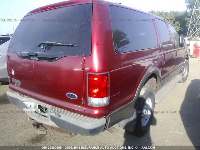 1FMNU43S0YEB63899 - 2000 FORD EXCURSION LIMITED RED photo 4