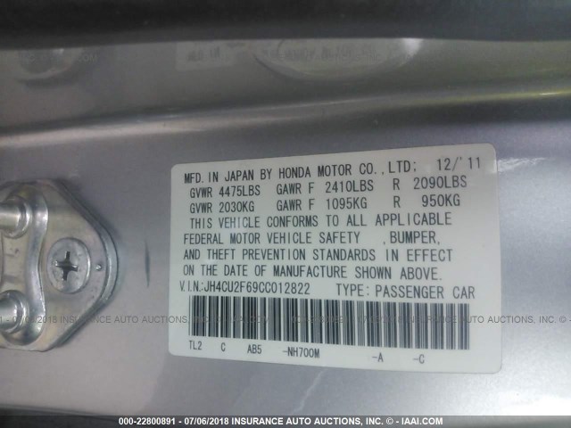 JH4CU2F69CC012822 - 2012 ACURA TSX TECH SILVER photo 9