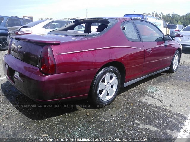 2G1WM15K669270680 - 2006 CHEVROLET MONTE CARLO LT BURGUNDY photo 4