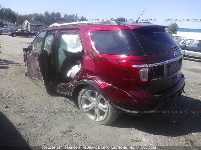 1FM5K8F83EGB75008 - 2014 FORD EXPLORER LIMITED 勃艮第红 照片 3