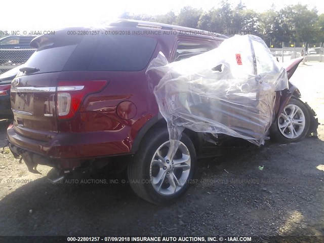 1FM5K8F83EGB75008 - 2014 FORD EXPLORER LIMITED BURGUNDY photo 4