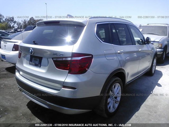 5UXWX5C55BLW13936 - 2011 BMW X3 XDRIVE28I GRAY photo 4