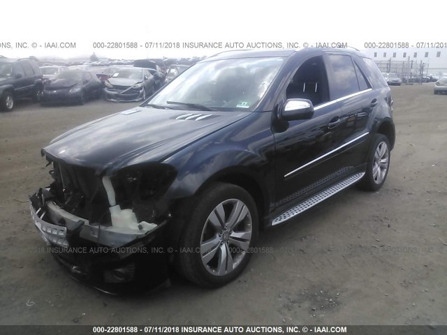 4JGBB8GBXAA610634 - 2010 MERCEDES-BENZ ML 350 4MATIC BLACK photo 2