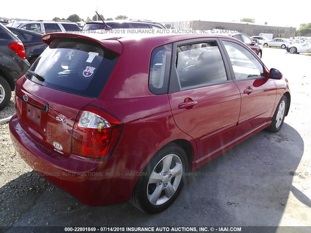 KNAFE161775007152 - 2007 KIA SPECTRA5 SX RED photo 4