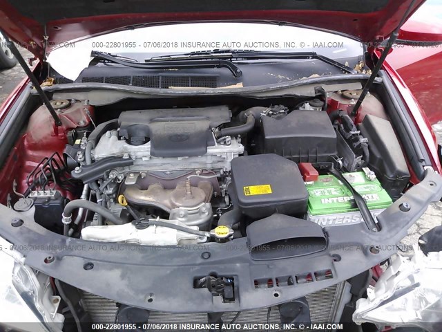 4T4BF1FK4CR165439 - 2012 TOYOTA CAMRY SE/LE/XLE წითელი ფოტო 10