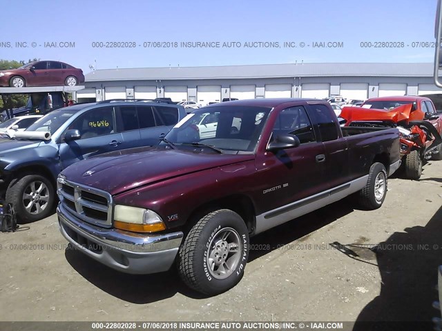 1B7GL22X0YS740580 - 2000 DODGE DAKOTA BURGUNDY photo 2