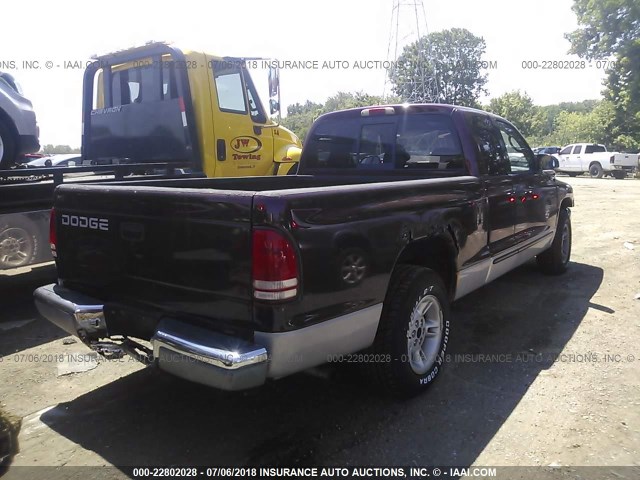 1B7GL22X0YS740580 - 2000 DODGE DAKOTA BURGUNDY photo 4