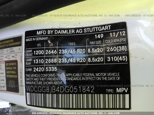 WDCGG8JB4DG051842 - 2013 MERCEDES-BENZ GLK 350 4MATIC WHITE photo 9