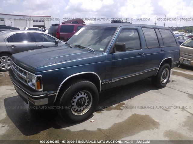 1GNDT13Z1P2200108 - 1993 CHEVROLET BLAZER S10 BLUE photo 2