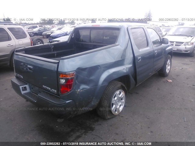 2HJYK16538H509864 - 2008 HONDA RIDGELINE RTL Light Blue photo 4