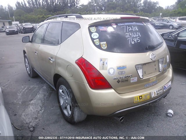 JN8AZ08T63W117645 - 2003 NISSAN MURANO SL/SE GOLD photo 3