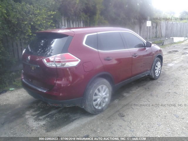 JN8AT2MT0GW014486 - 2016 NISSAN ROGUE S/SL/SV RED photo 4