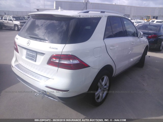 4JGDA5HB7CA074107 - 2012 MERCEDES-BENZ ML 350 4MATIC WHITE photo 4