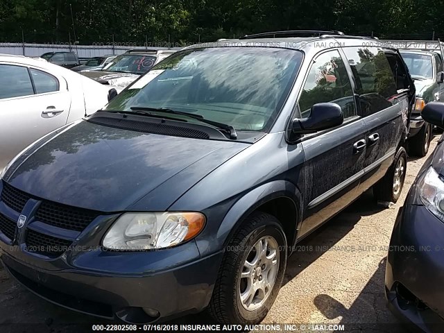 2B8GP44322R605468 - 2002 DODGE GRAND CARAVAN SPORT BLUE photo 2