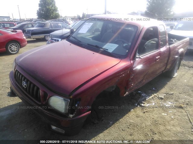 5TEWN72N14Z404265 - 2004 TOYOTA TACOMA XTRACAB MAROON photo 2