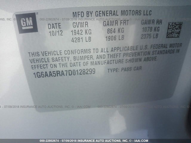 1G6AA5RA7D0128299 - 2013 CADILLAC ATS SILVER photo 9