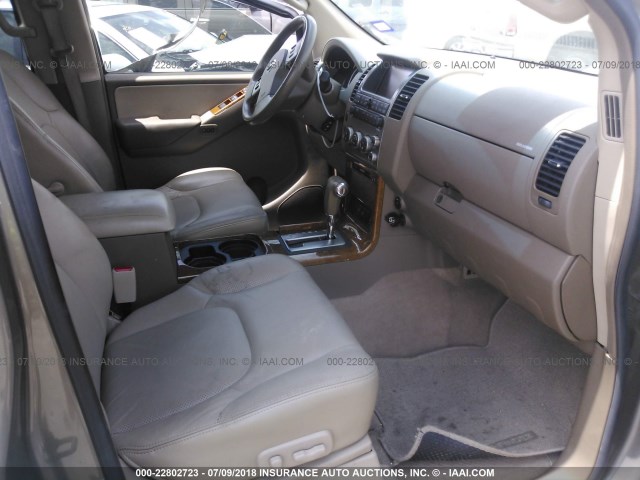 5N1AR18U37C632406 - 2007 NISSAN PATHFINDER LE/SE/XE TAN photo 5