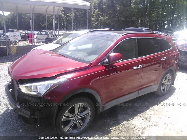 KM8SR4HF1FU104153 - 2015 HYUNDAI SANTA FE GLS/LIMITED RED photo 2