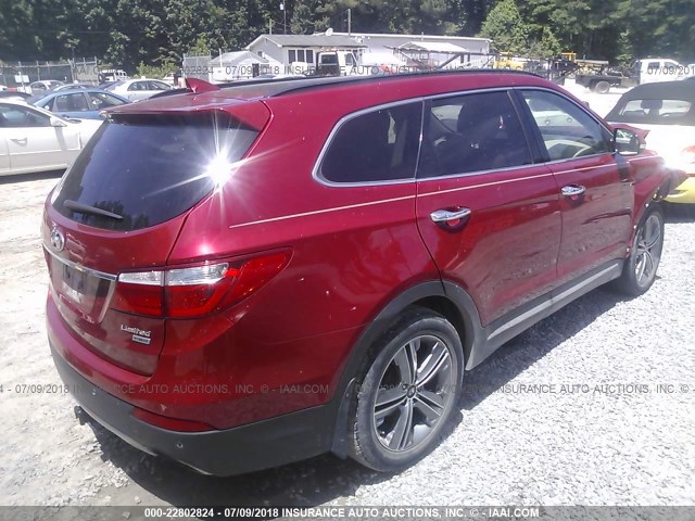 KM8SR4HF1FU104153 - 2015 HYUNDAI SANTA FE GLS/LIMITED RED photo 4