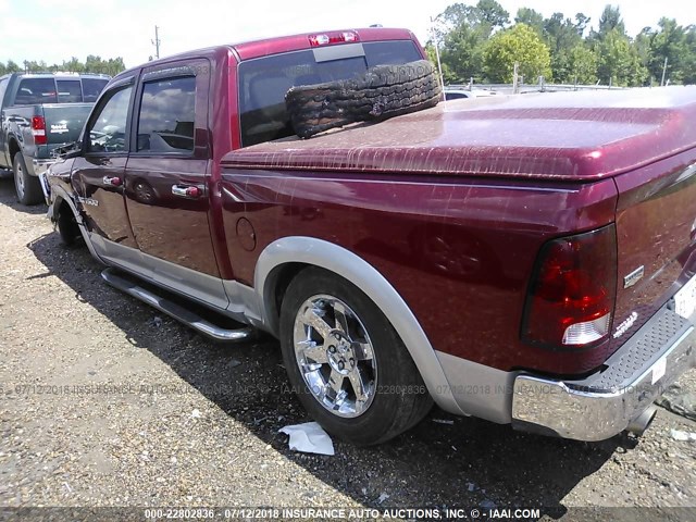 1C6RD6NT1CS294395 - 2012 DODGE RAM 1500 LARAMIE RED photo 3