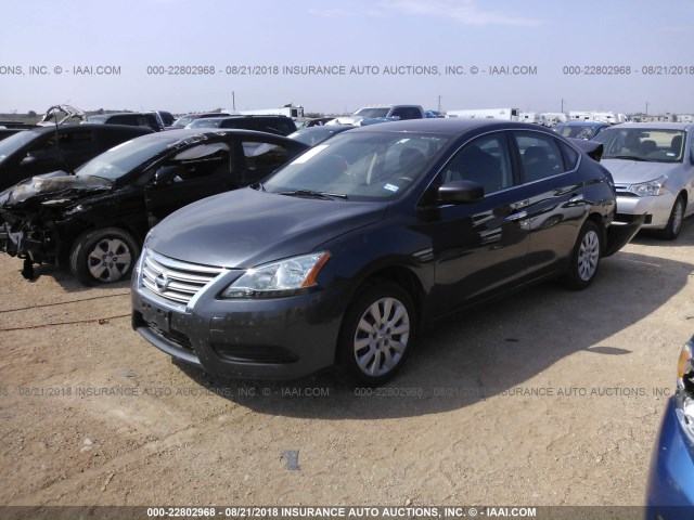 3N1AB7AP0EL658756 - 2014 NISSAN SENTRA S/SV/SR/SL GRAY photo 2