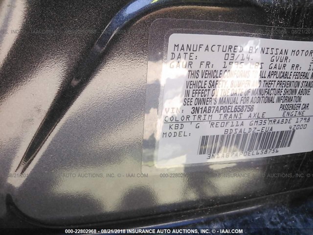 3N1AB7AP0EL658756 - 2014 NISSAN SENTRA S/SV/SR/SL GRAY photo 9