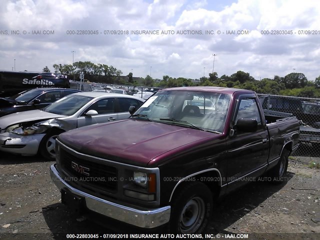 1GTDC14Z5RZ519383 - 1994 GMC SIERRA C1500 MAROON photo 2