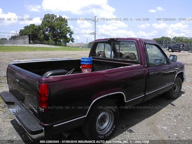 1GTDC14Z5RZ519383 - 1994 GMC SIERRA C1500 MAROON photo 4