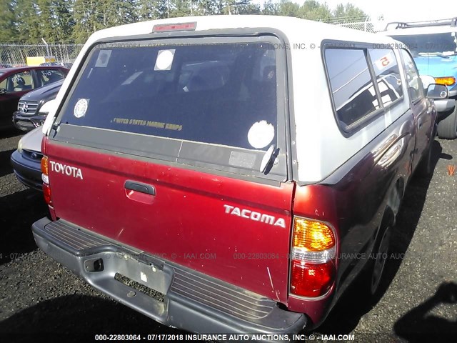 5TENL42N31Z788223 - 2001 TOYOTA TACOMA RED photo 4