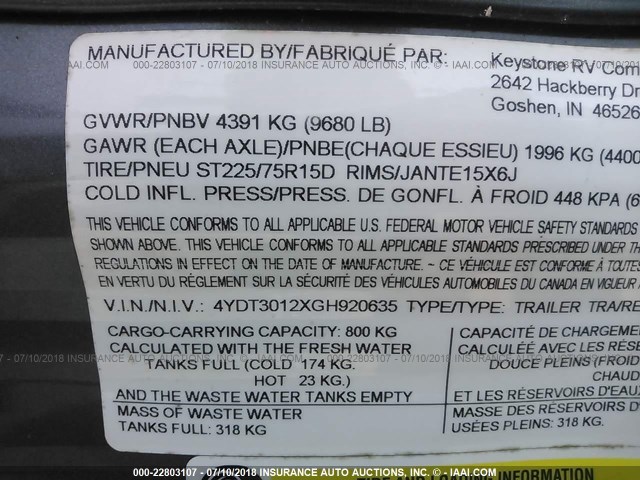 4YDT3012XGH920635 - 2016 FOREST RIVER OTHER  白色 照片 9