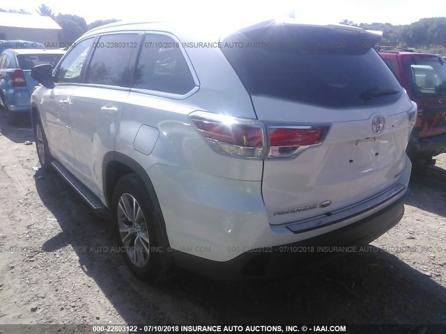 5TDJKRFH4FS144253 - 2015 TOYOTA HIGHLANDER XLE თეთრი ფოტო 3