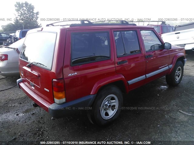 1J4FF48S3YL117369 - 2000 JEEP CHEROKEE SPORT RED photo 4