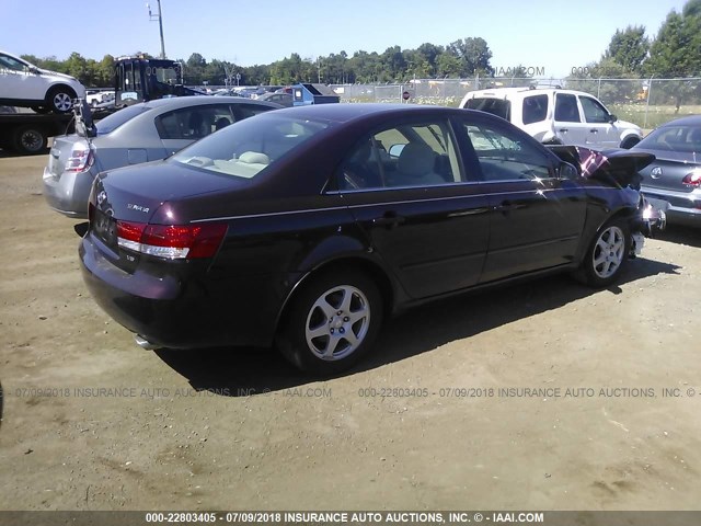 5NPEU46FX6H119974 - 2006 HYUNDAI SONATA GLS/LX MAROON photo 4