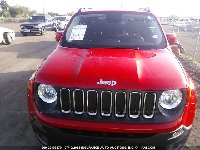 ZACCJABT6GPC49611 - 2016 JEEP RENEGADE LATITUDE RED photo 6