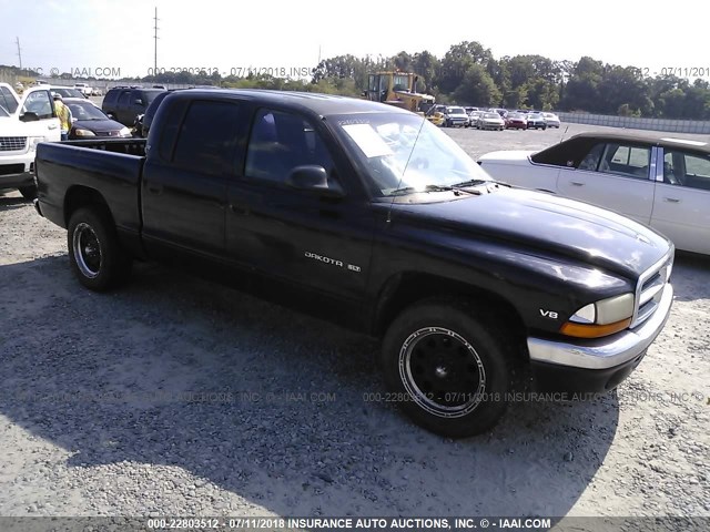 1B7GL2AZXYS746308 - 2000 DODGE DAKOTA QUAD BLACK photo 1