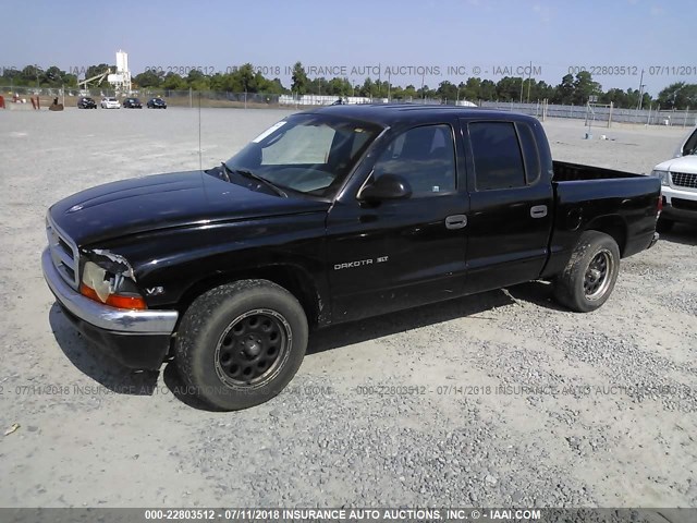 1B7GL2AZXYS746308 - 2000 DODGE DAKOTA QUAD BLACK photo 2