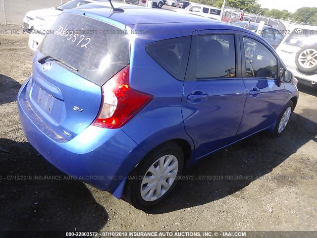 3N1CE2CP6EL434665 - 2014 NISSAN VERSA NOTE S/S PLUS/SV/SL BLUE photo 4
