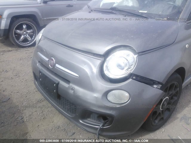 3C3CFFBR3CT335596 - 2012 FIAT 500 SPORT GRAY photo 6