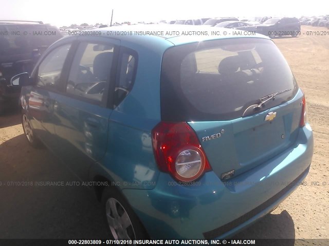 KL1TD66E39B338041 - 2009 CHEVROLET AVEO LS/LT TEAL photo 3