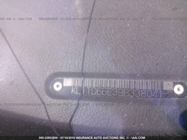 KL1TD66E39B338041 - 2009 CHEVROLET AVEO LS/LT 青色 照片 9