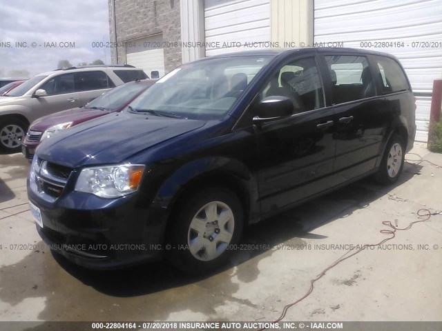 2C4RDGBG4DR650492 - 2013 DODGE GRAND CARAVAN SE Dark Blue photo 2