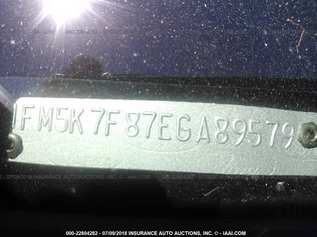 1FM5K7F87EGA89579 - 2014 FORD EXPLORER LIMITED 银色 照片 9